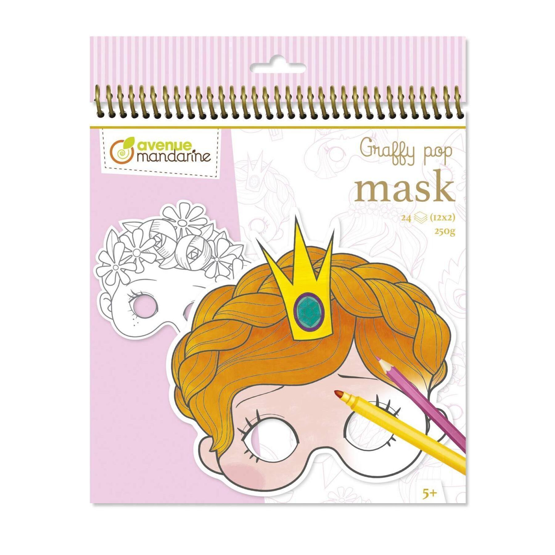 24 feuilles masques à colorier et découper pour fille Avenue Mandarine Graffy Pop Mask