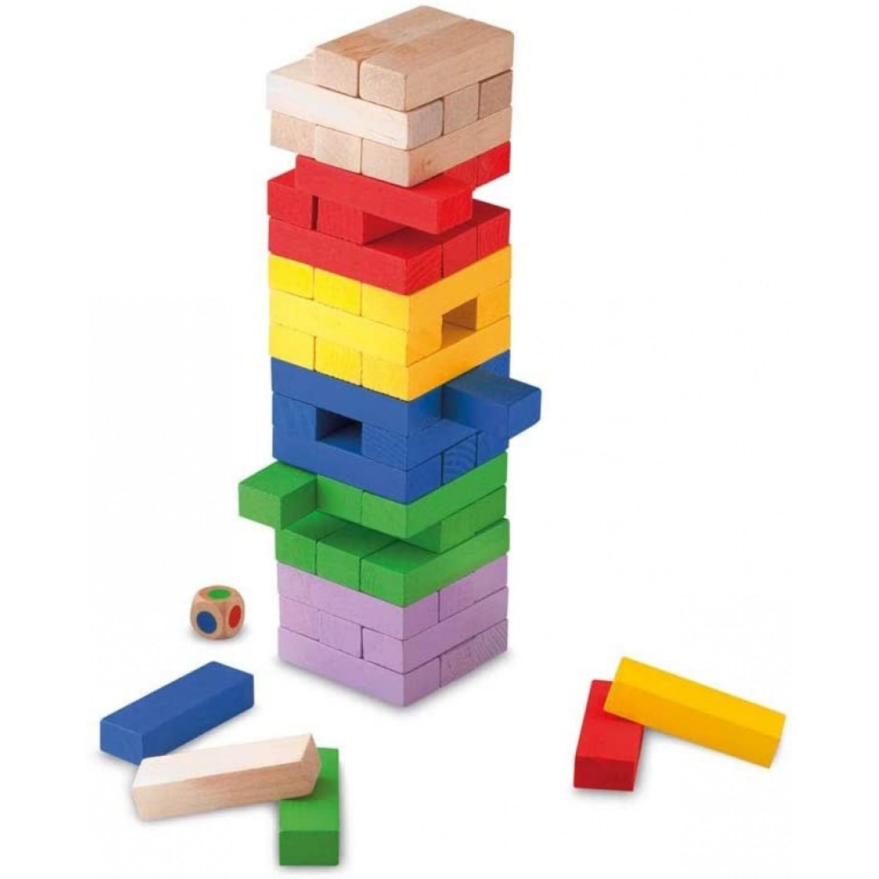Jeux d'adresse tours en bois colorées Cayro Block&block