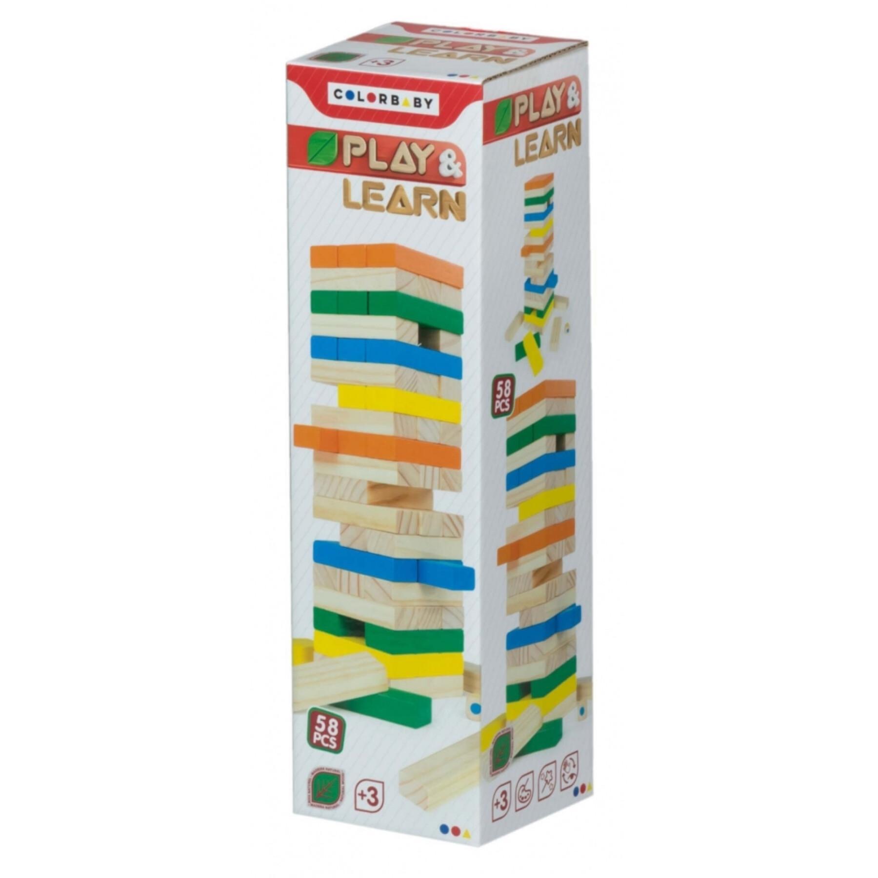 Tour de blocs en bois 58 pièces ColorBaby