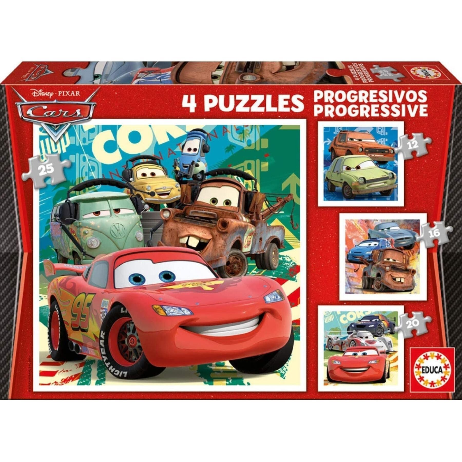 Puzzle 4 en 1 de 12 à 25 pièces progressifs Educa Cars