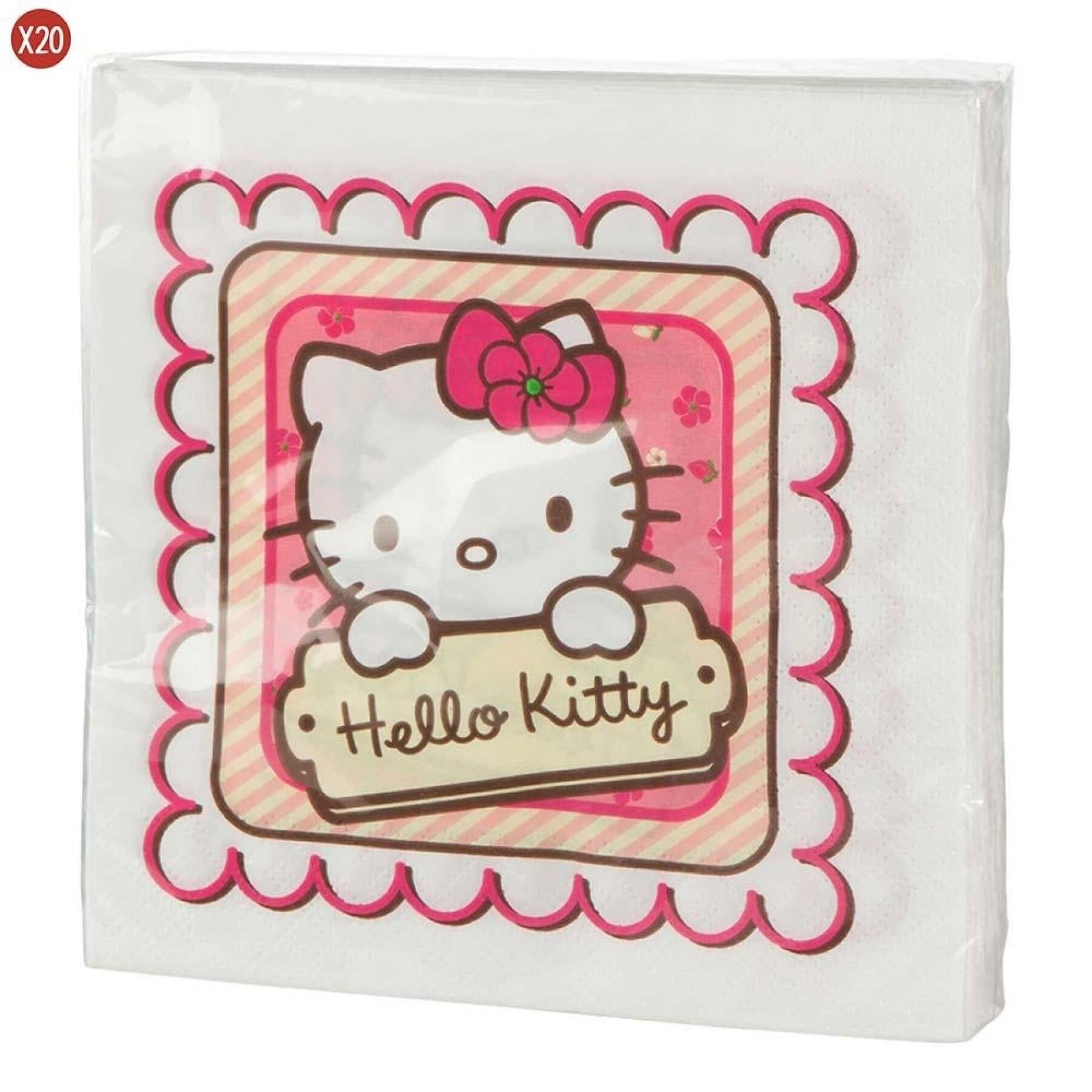 Lot 20 serviettes de table en 2 plis Hello Kitty