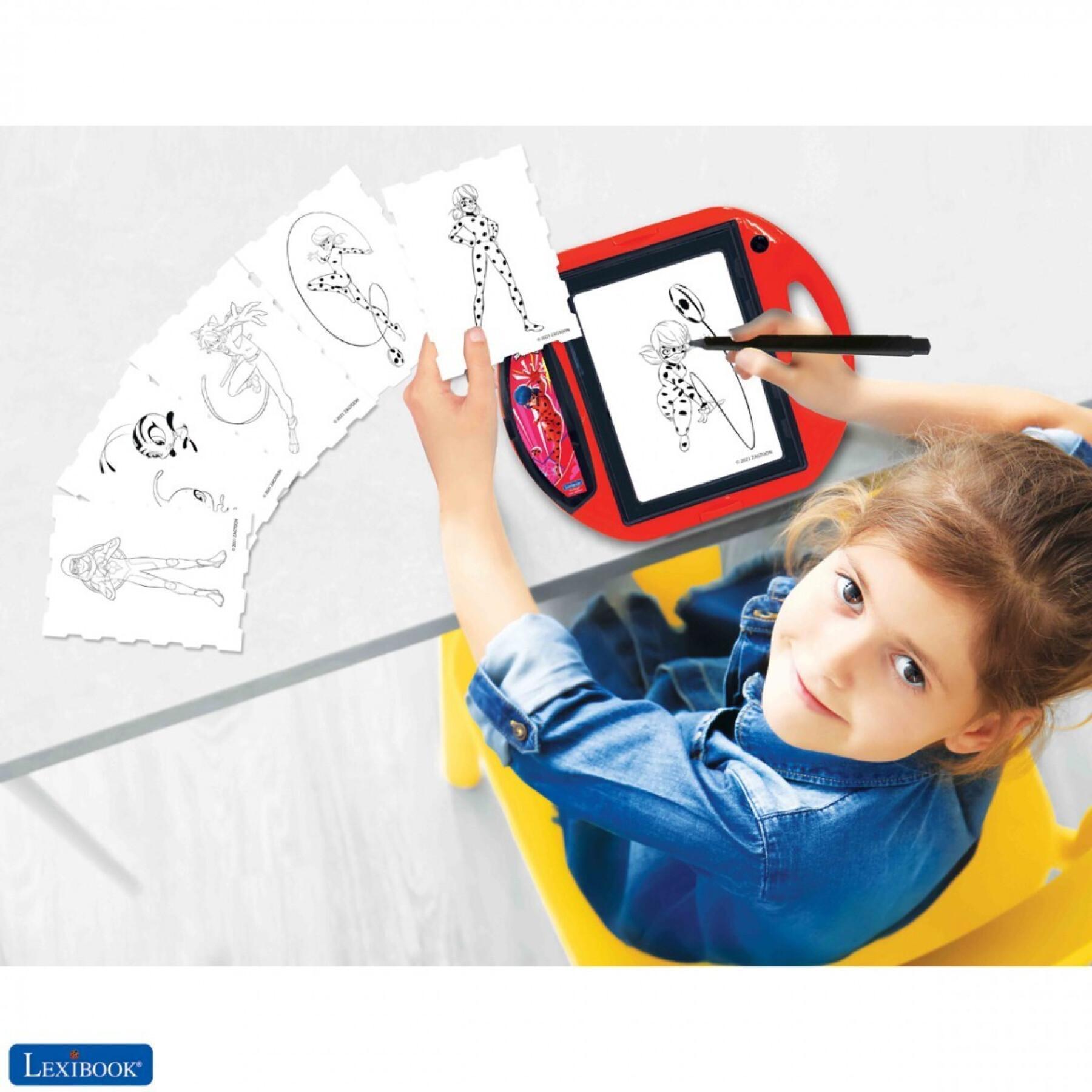 Tablette éducative projecteur à dessins Miraculous + modèles et tampons Lexibook