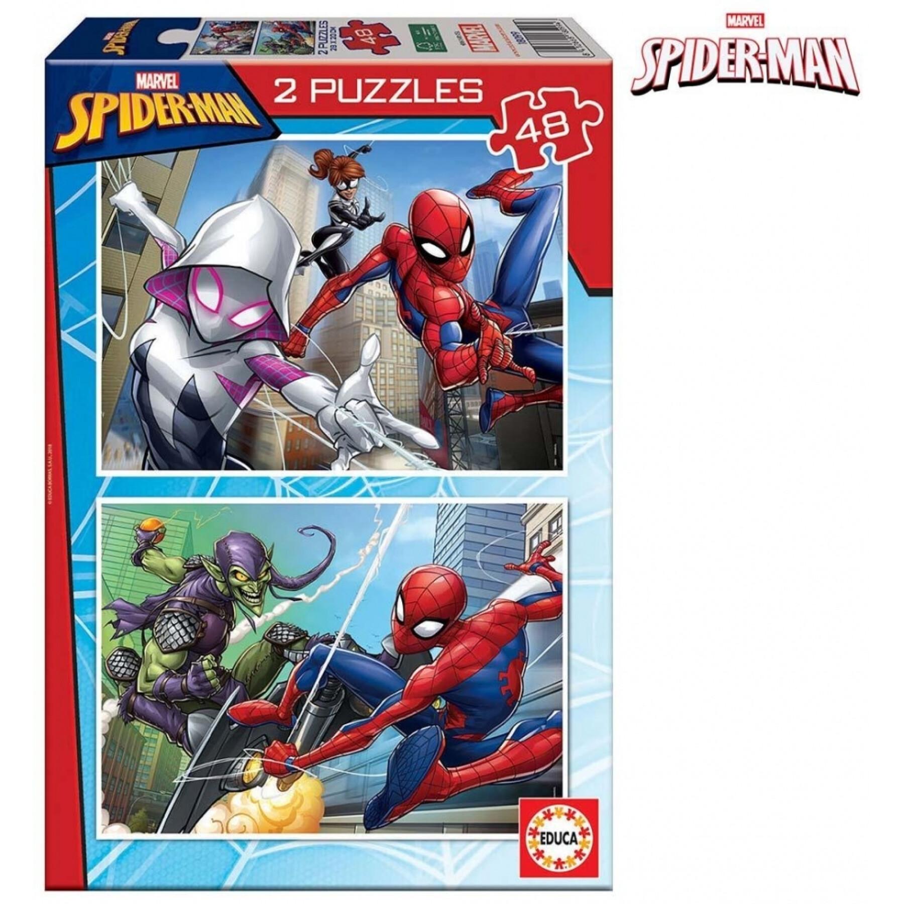 Puzzle de 2 x 48 pièces Spiderman Marvel