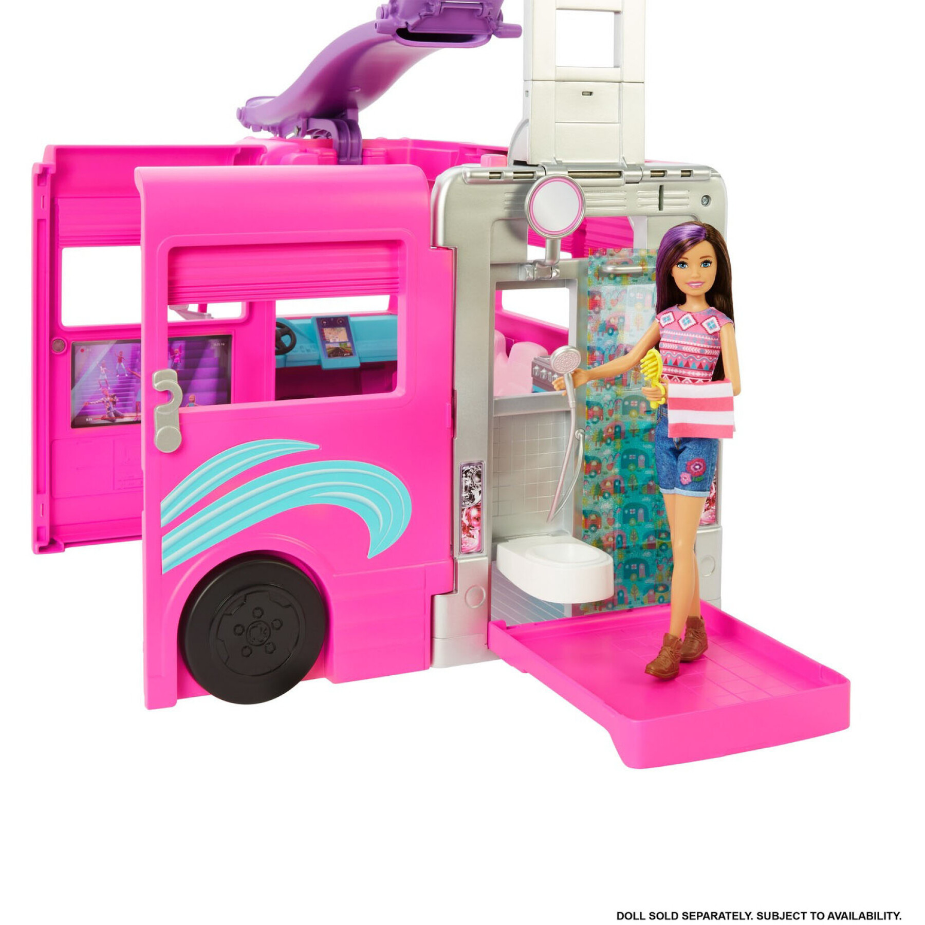 Poupée Barbie avec Camping Car Transformable Mattel France Mega