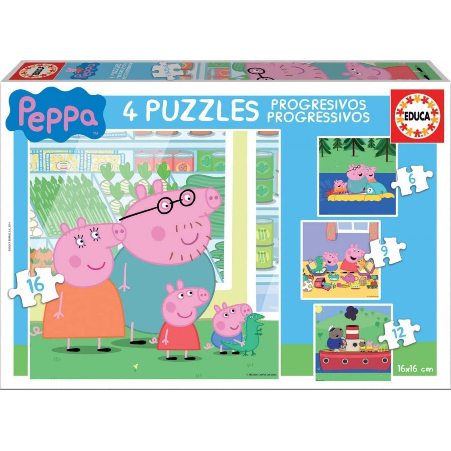 Puzzle de 6-9-12-16 pièces progressifs Peppa Pig