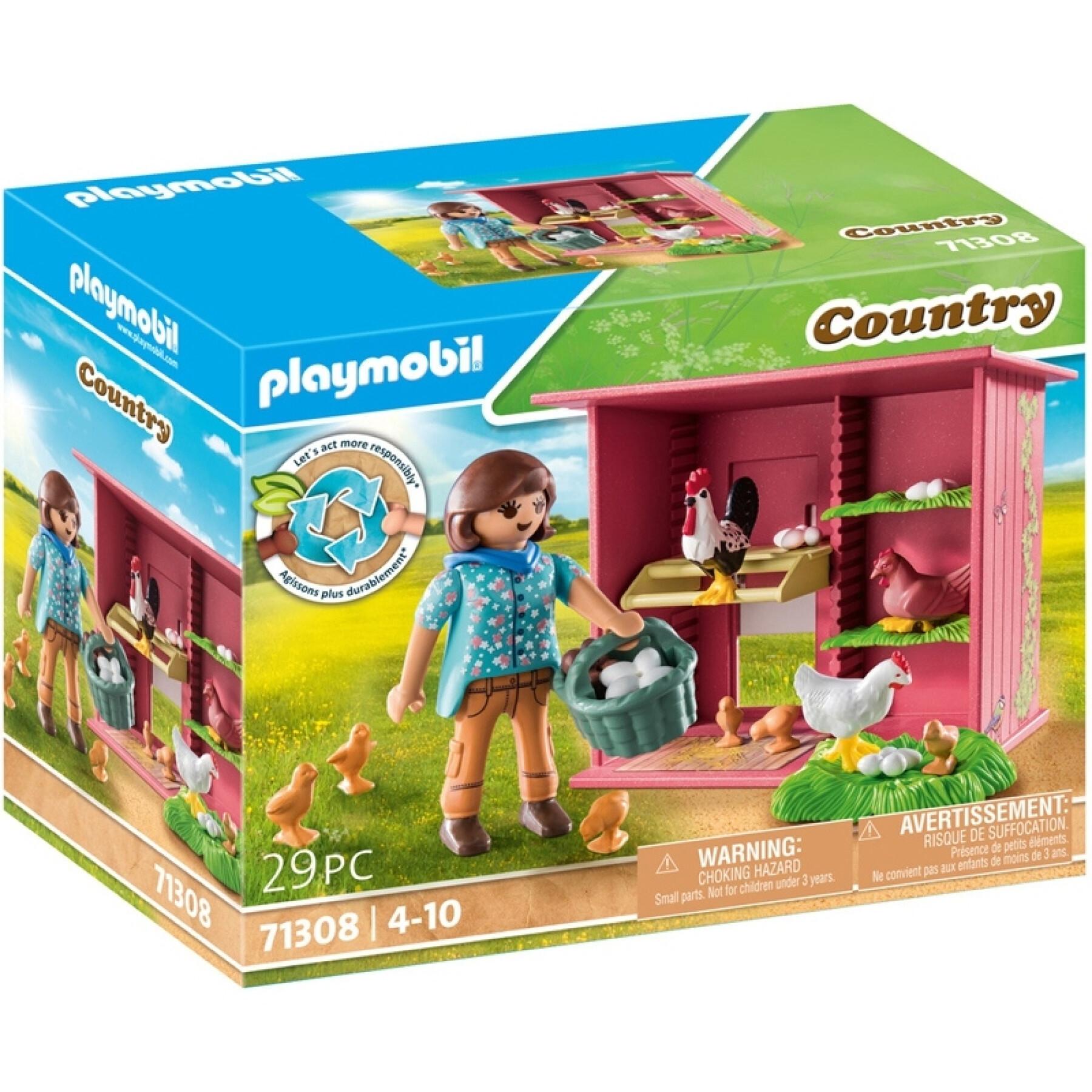Figurine Agricultrice Et Poulailler Playmobil