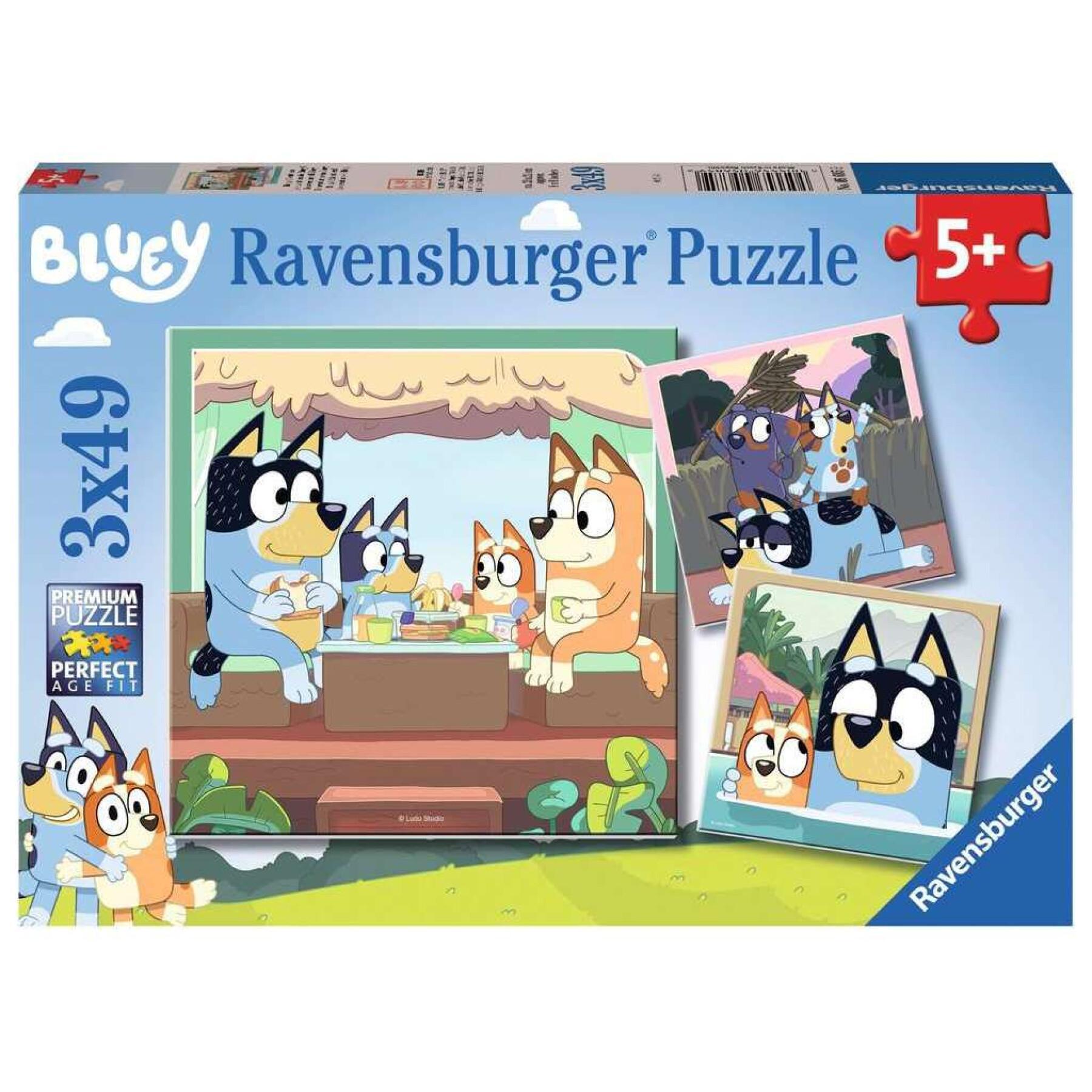 Puzzle de 3x49 pièces Les aventures de Bluey Ravensburger