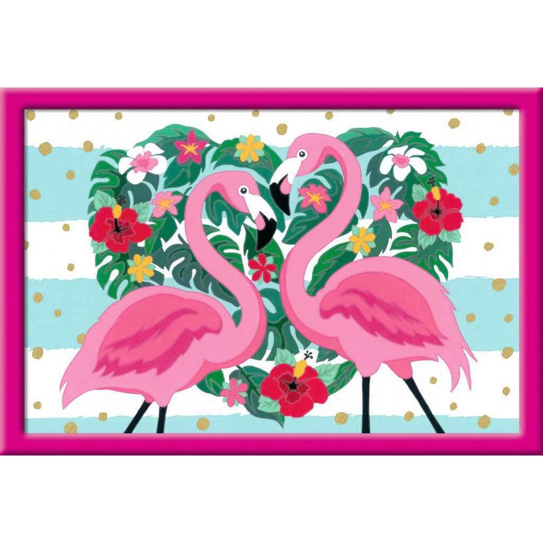 Numéro d'art grand Flamingos amoureux Ravensburger
