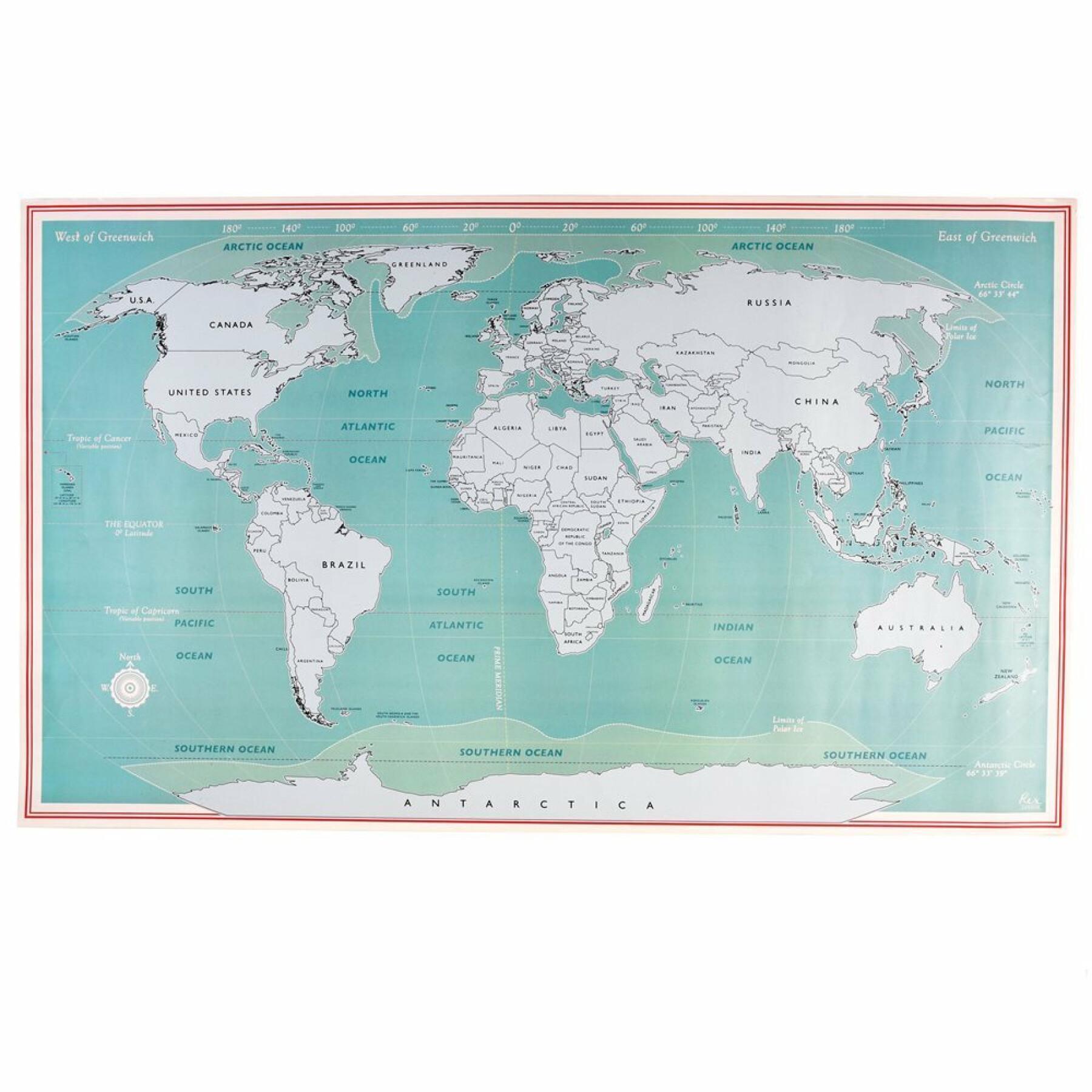 Carte du monde à gratter Rex London