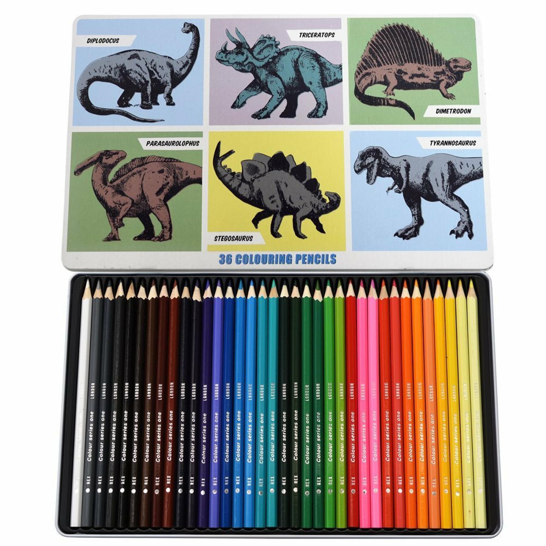 Boîte de 36 crayons de couleurs Rex London Prehistoric Land