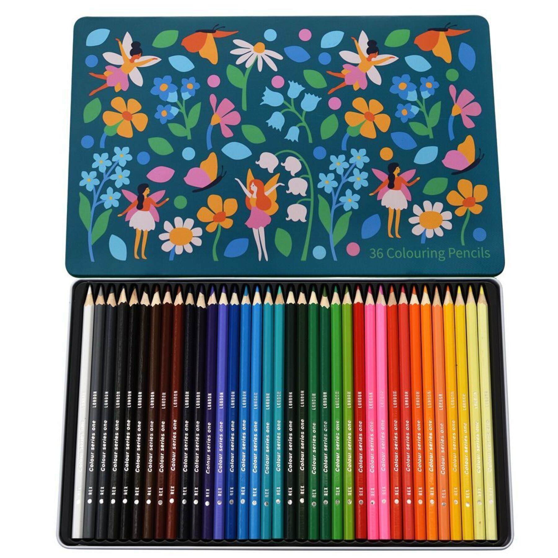 Boîte de 36 crayons de couleurs Rex London Fairies In The Garden