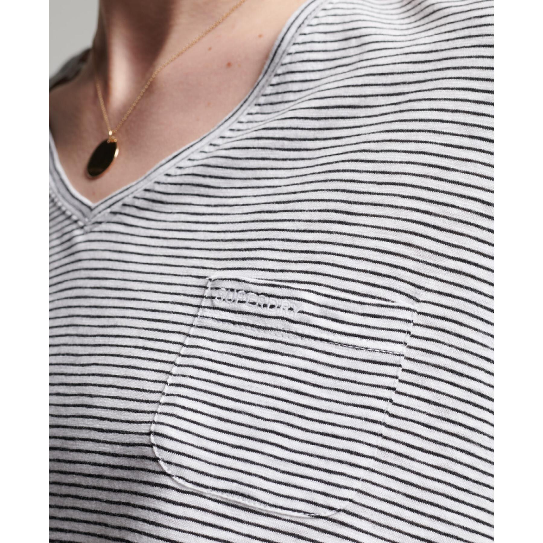 T-shirt à col v et poche poitrine coton bio fille Superdry Studios