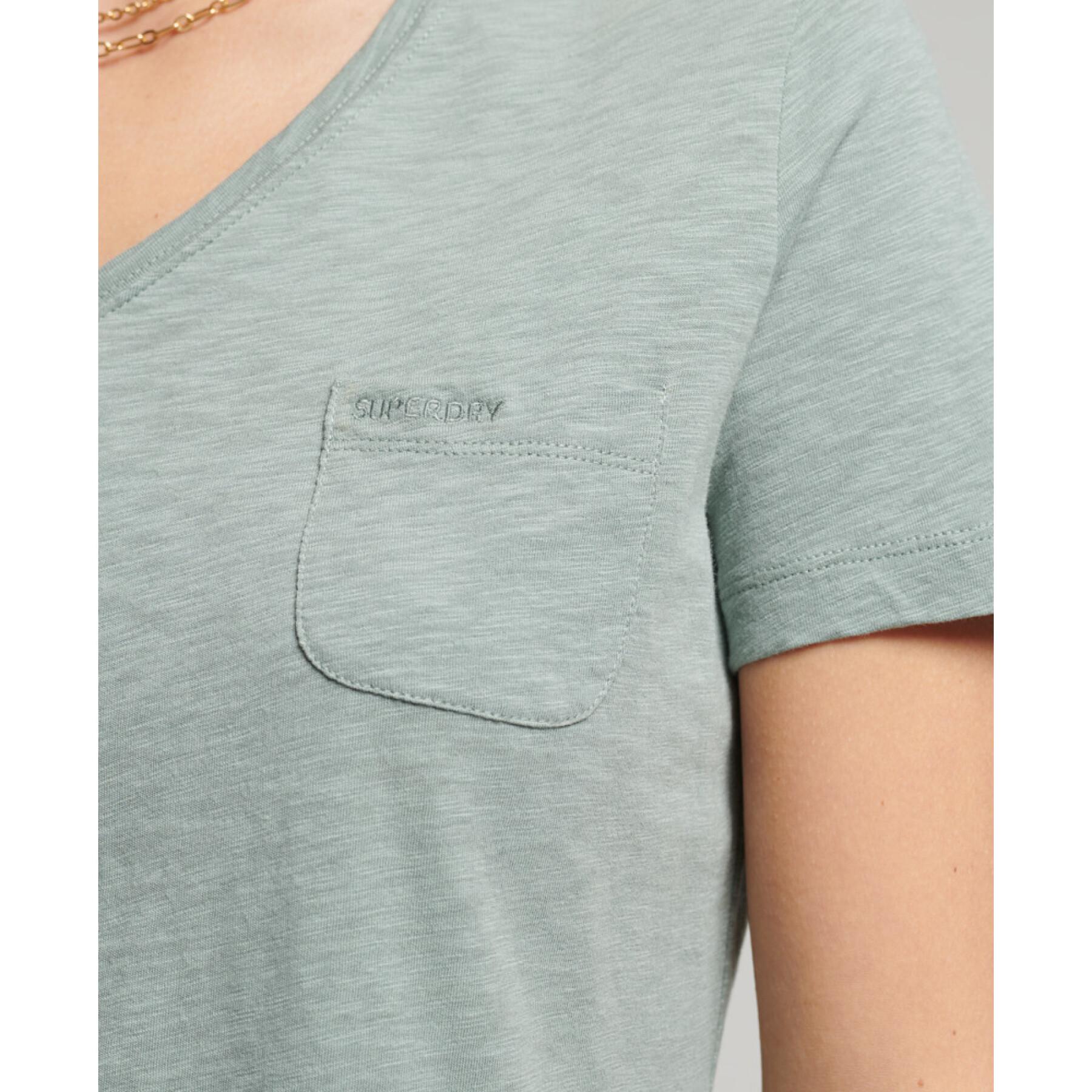 T-shirt à col v et poche poitrine coton bio fille Superdry Studios