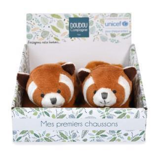 Chaussons avec hochet bébé Doudou & compagnie Unicef - Panda Roux