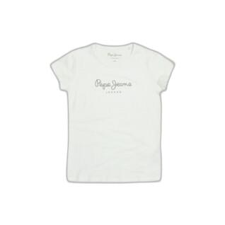 6 Ans Fille Blanc Pepe Jeans HANA Glitter L/S T-Shirt White 800 