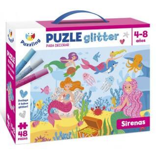 Puzzle de 2 x 48 pièces Puzzling Sirenas Glitter