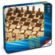 Jeux d'échecs en bois dans une boîte en métal Cayro