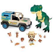 Figurine avec voiture et dinosaure Famosa
