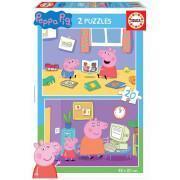 Puzzle de 2 x 20 pièces Peppa Pig
