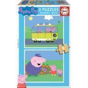 Puzzle de 2 x 9 pièces en bois Peppa Pig