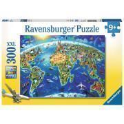 Puzzle 300 pièces XXL Carte des monuments du monde Ravensburger