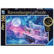 Puzzle 500 pièces Star Line Loups sous les lumières du Nord Ravensburger