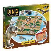 Jeu apprenti menuisier figurines de dinosaures + plaque de liège imprimée sur deux faces Totum Dino Forever